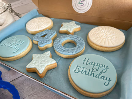 Blue Star Happy 40th Milestone Birthday Letterbox Cookies