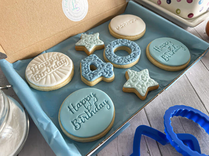 Blue Star Happy 40th Milestone Birthday Letterbox Personalised Cookies