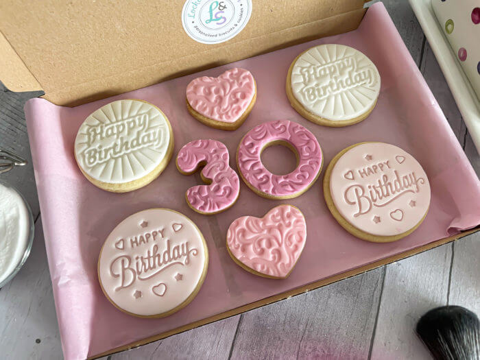 Pink Heart Happy 30th Milestone Birthday Letterbox Cookies