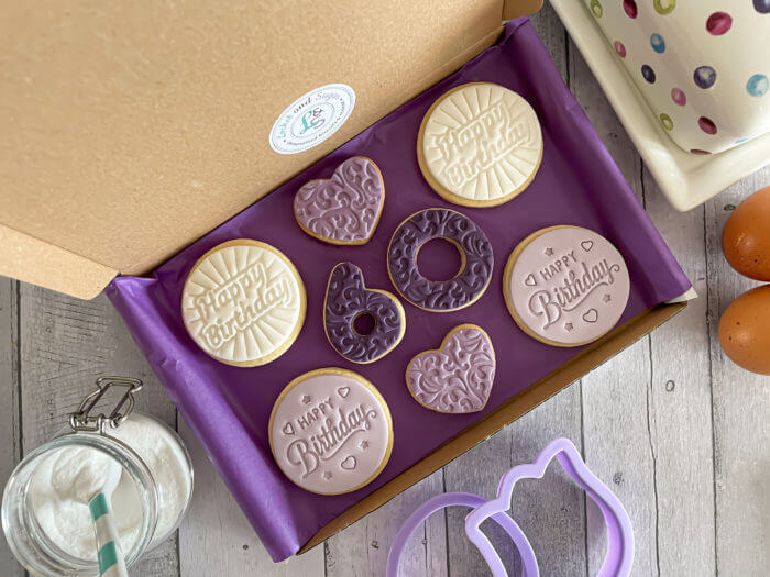 Purple Heart Happy 60th Milestone Birthday Letterbox Cookies