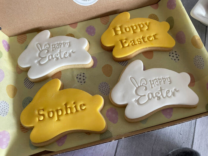 Happy Easter Bunny Yellow Letterbox Personalised Cookies