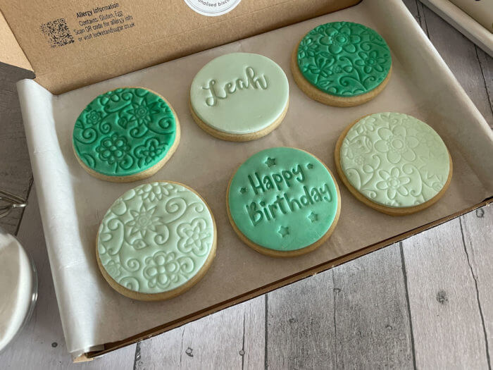 Happy Birthday Green Letterbox Personalised Cookies