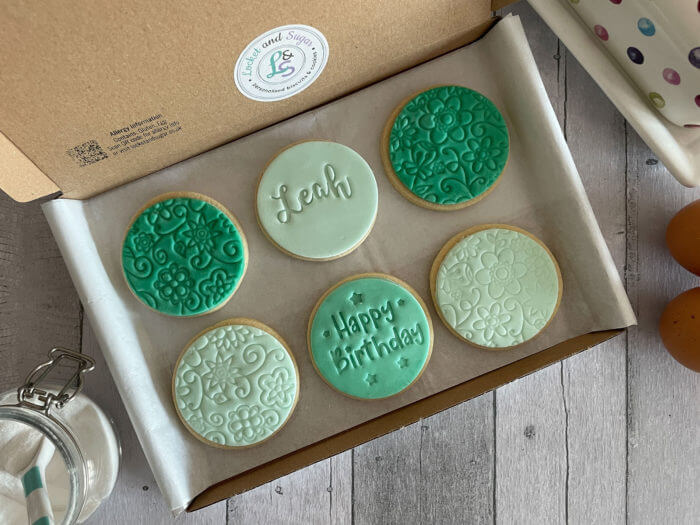 Happy Birthday Green Letterbox Personalised Cookies