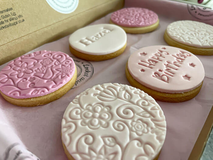 Happy Birthday Personalised Cookies Pink