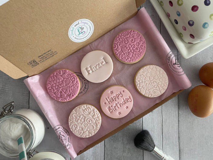 Happy Birthday Personalised Cookies Pink