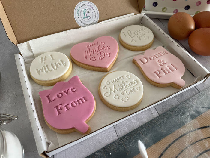 Happy Mothers Day Pink Letterbox Personalised Cookies