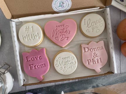 Happy Mothers Day Pink Letterbox Personalised Cookies