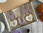 Purple Happy Mothers Day Duo Letterbox Cookies with Hearts