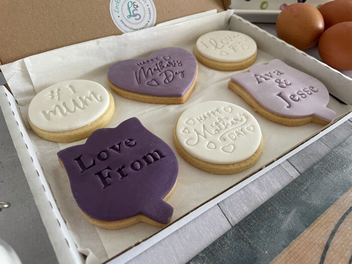 Happy Mothers Day Purple Letterbox Personalised Cookies