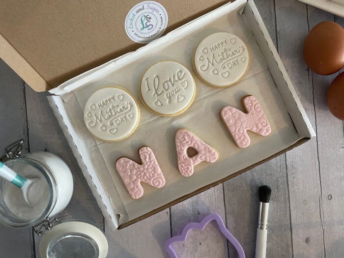 Happy Mothers Day Nan Pink Letterbox Cookies