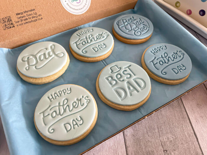 Happy Fathers Day Blue Letterbox Cookies