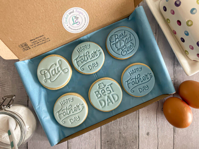 Happy Fathers Day Blue Letterbox Cookies