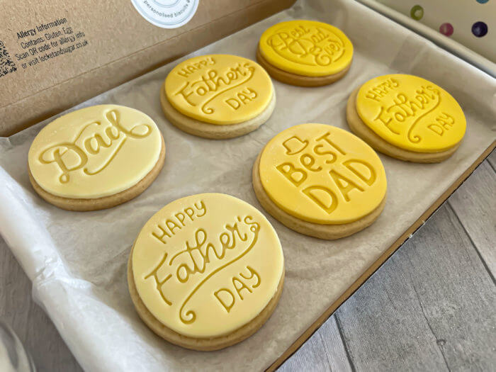 Happy Fathers Day Yellow Letterbox Cookies