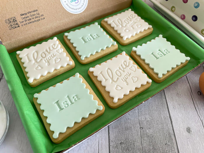 I Love You Green Letterbox Personalised Cookies