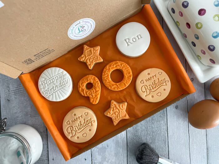 Orange Star Happy 90th Milestone Birthday Letterbox Personalised Cookies