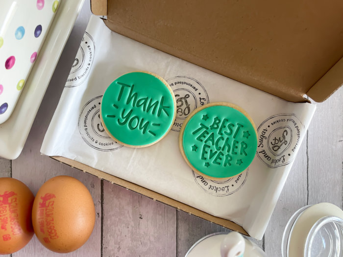 Thank You Best Teacher Green Duo Letterbox Cookies