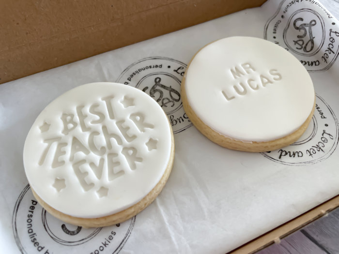 Thank You Best Teacher White Personalised Duo Letterbox Cookies