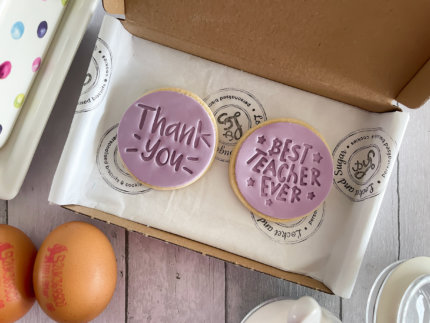 Thank You Best Teacher Purple Duo Letterbox Cookies