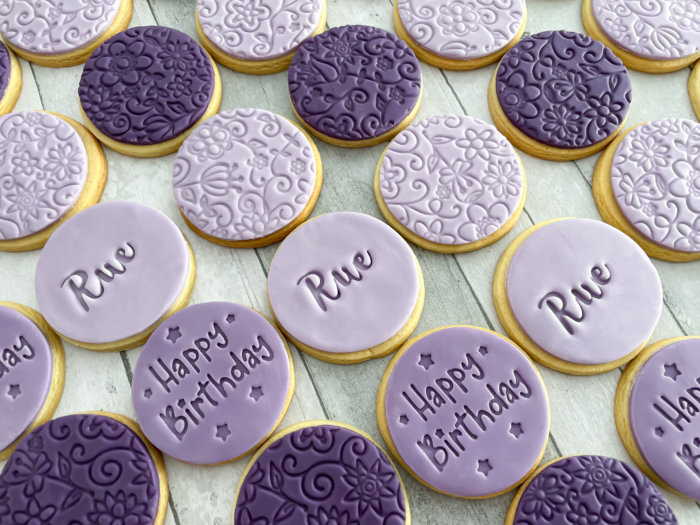 Happy Birthday Purple Personalised Cookies Party Box