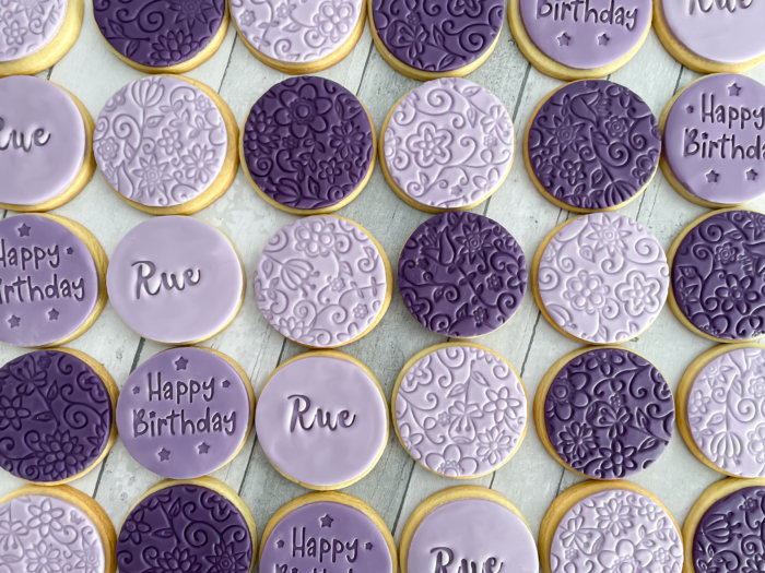 Happy Birthday Purple Personalised Cookies Party Box