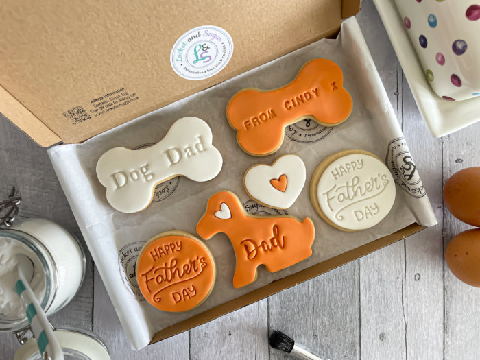 Dog Dad Happy Fathers Day Orange Letterbox Personalised Cookies