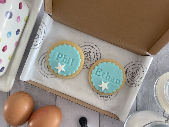 Just Because Blue Duo Letterbox Personalised Cookies