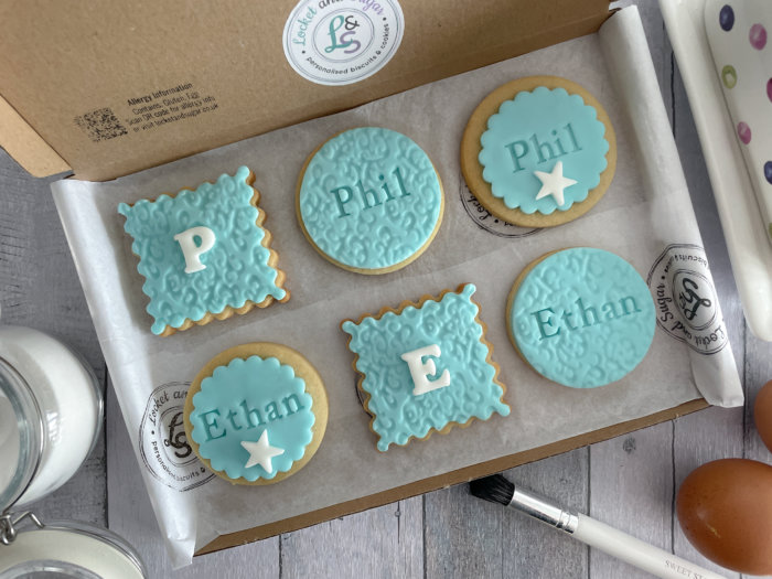 Just Because Blue Letterbox Personalised Cookies