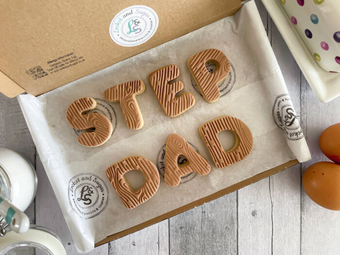 Step Dad Wooden Texture Letterbox Cookies