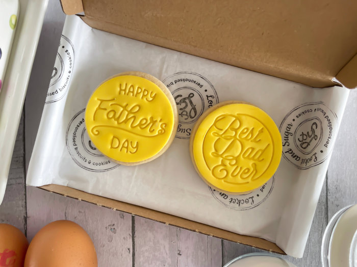 Happy Fathers Day Yellow Duo Letterbox Cookies