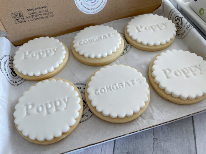 Congratulations White Letterbox Personalised Cookies