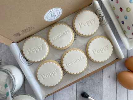 Congratulations White Letterbox Personalised Cookies