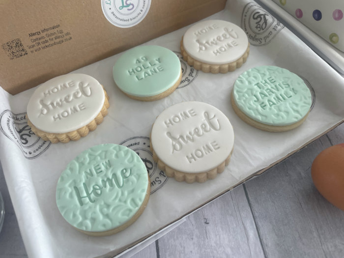 New Home Personalised Letterbox Cookies Green