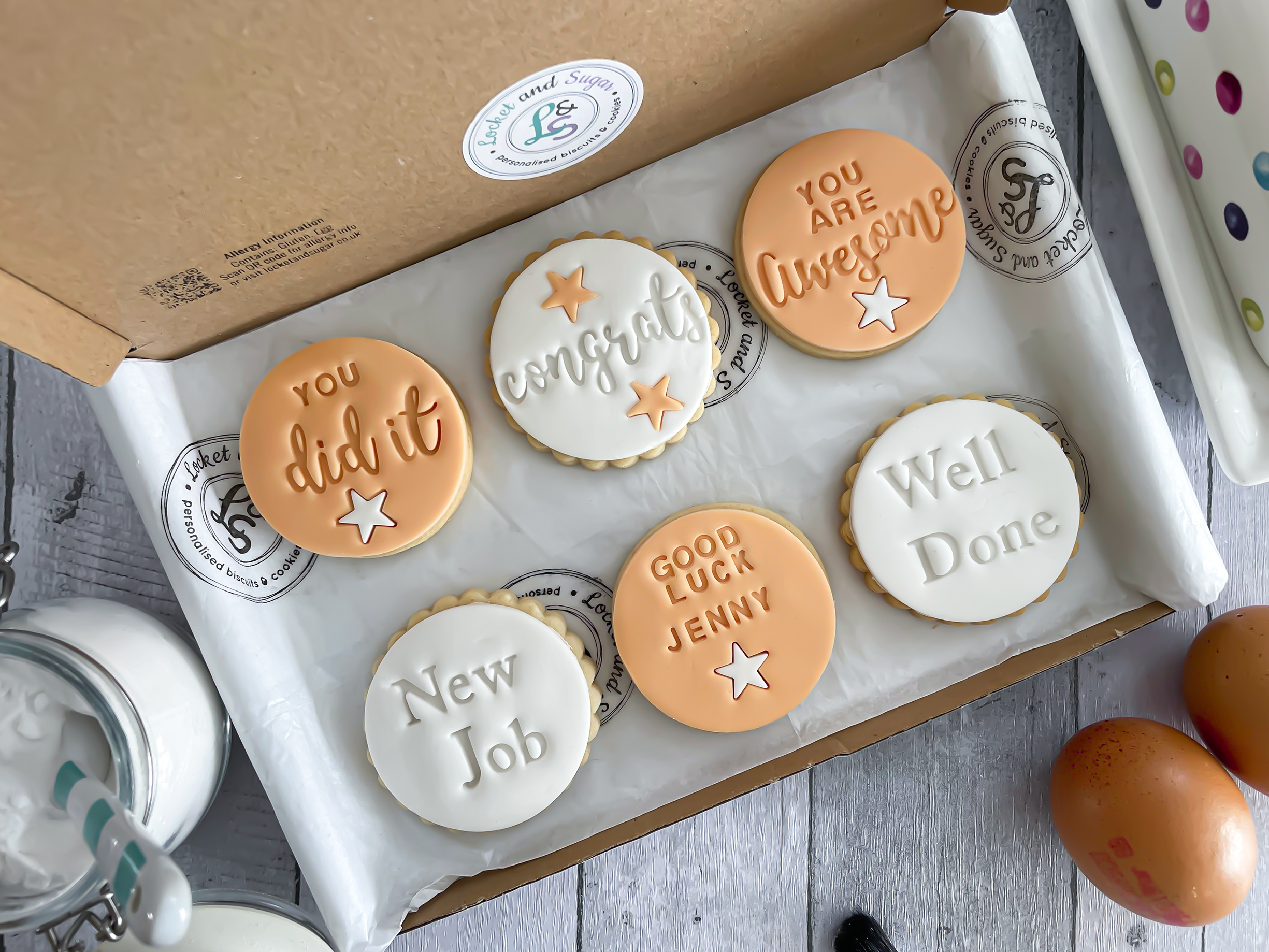 New Job Orange Personalised Letterbox Cookies